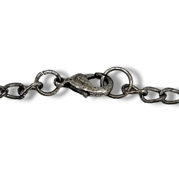 Silver Tone Metal Flower Rhinestone Bib Chain Loops Collar Necklace Art Nouveau - Picture 4 of 9